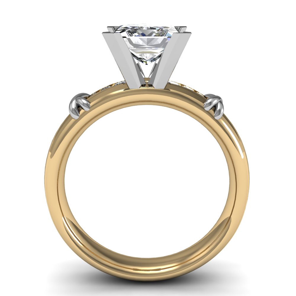 X-Design w/ Round Channel Sidestones Natural Diamonds Engagement Ring