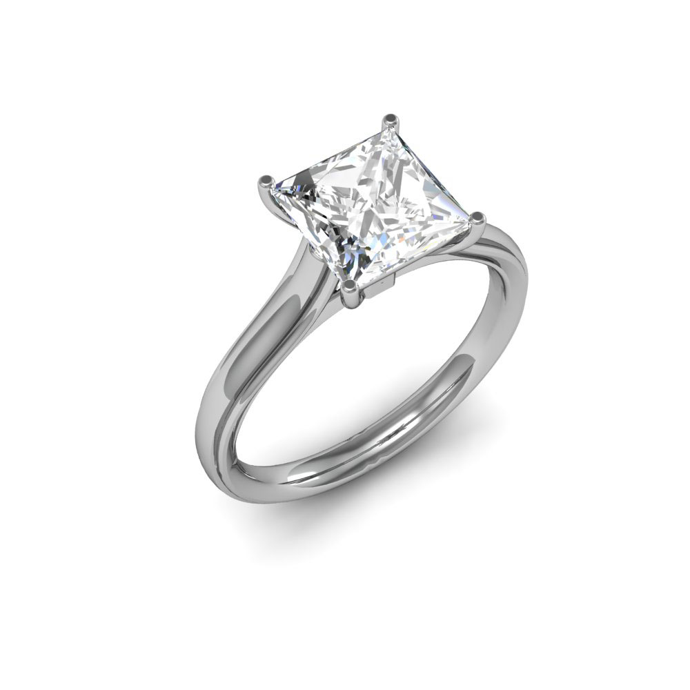 Solitaire Beveled Diamond Engagement Ring