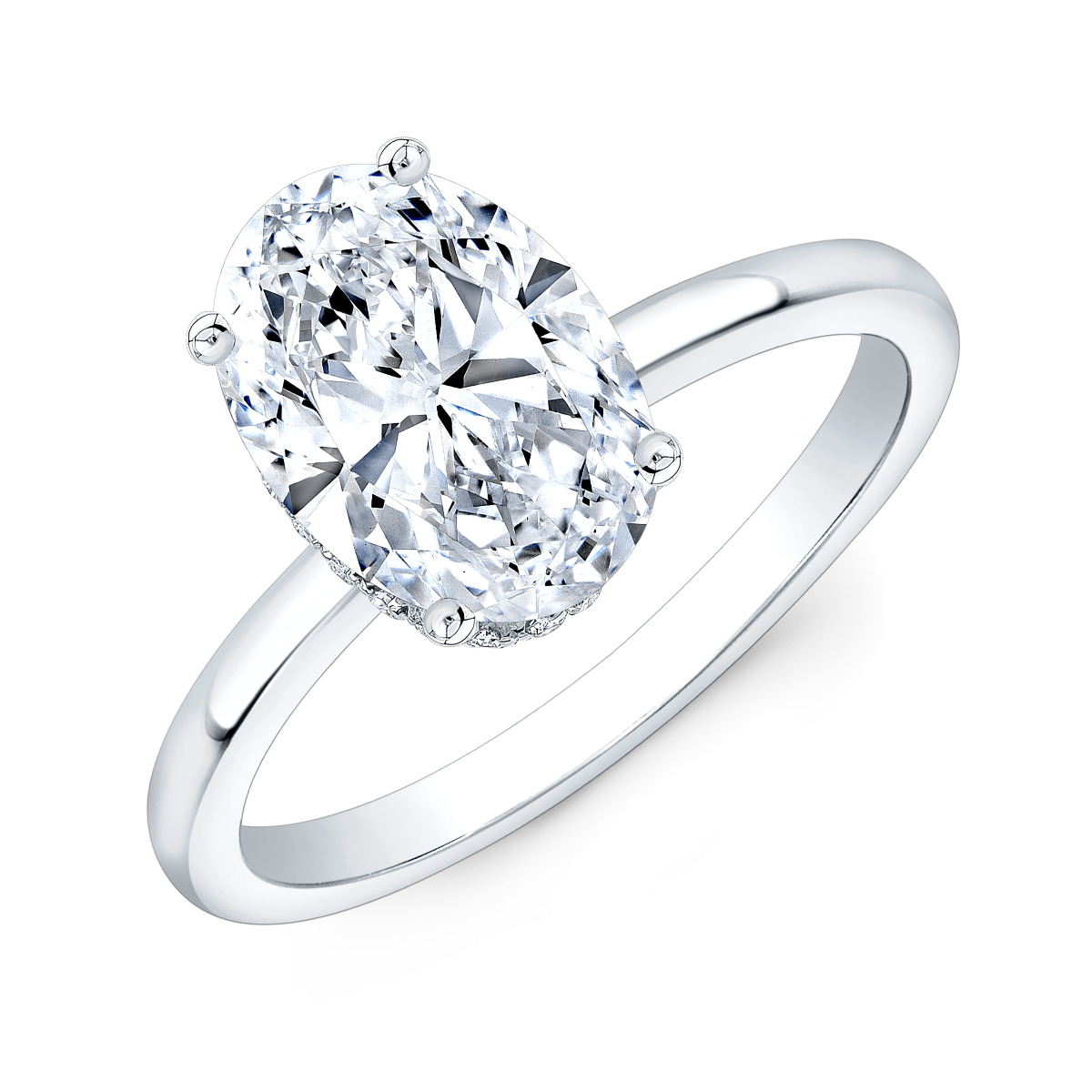 Solitaire Hidden Halo Diamond Engagement Ring