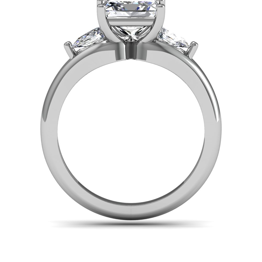 3-Stone w/ Pear Sides Natural Diamond Engagement Ring
