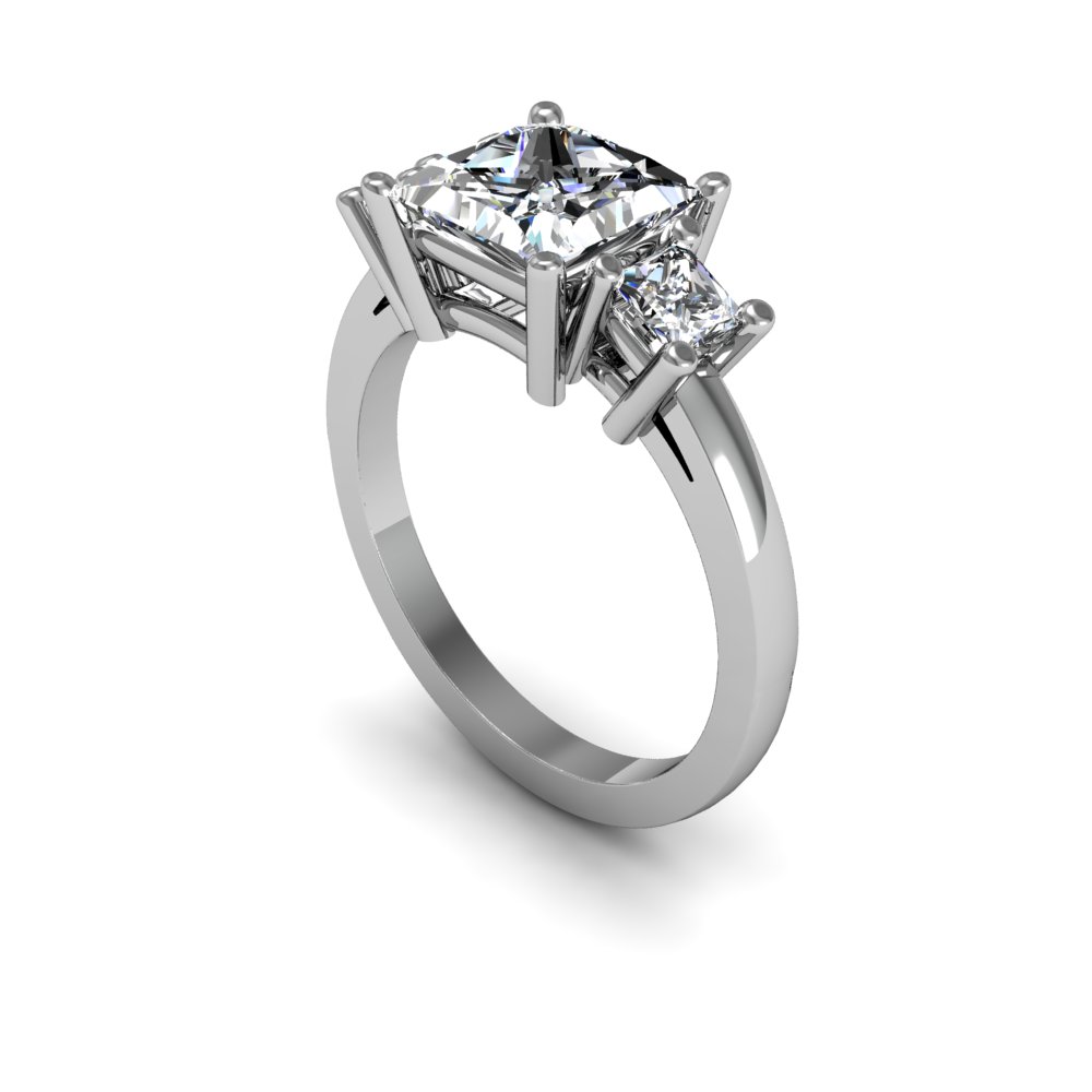 3 Stone Princess Cut Diamond Engagement Ring