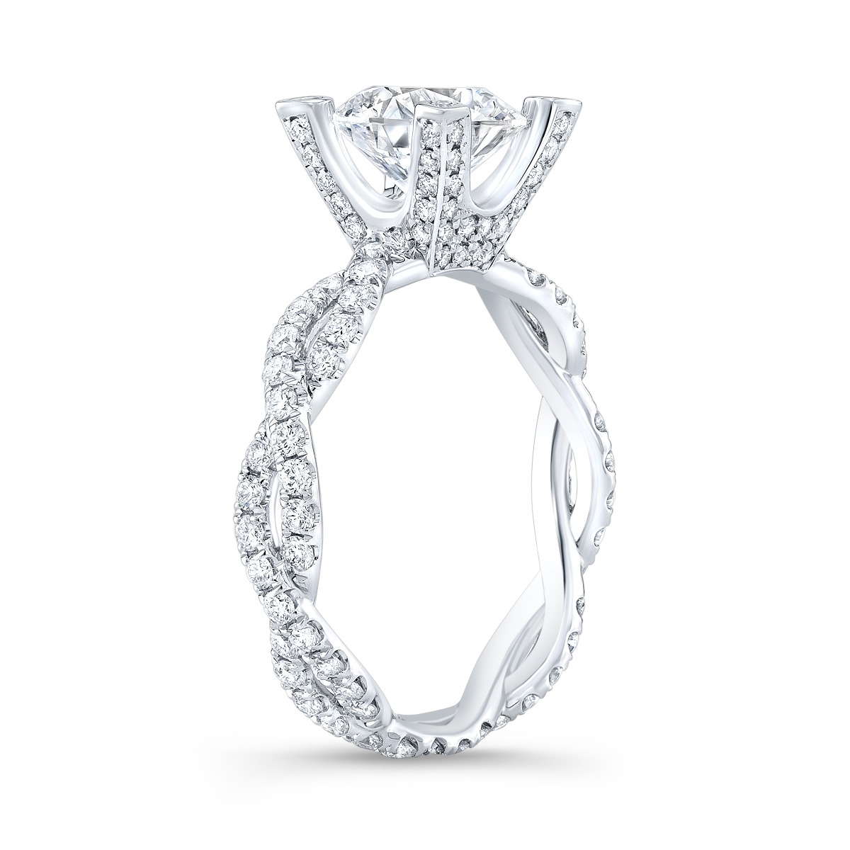 Twisted Eternity Pave Diamond Engagement Ring side profile