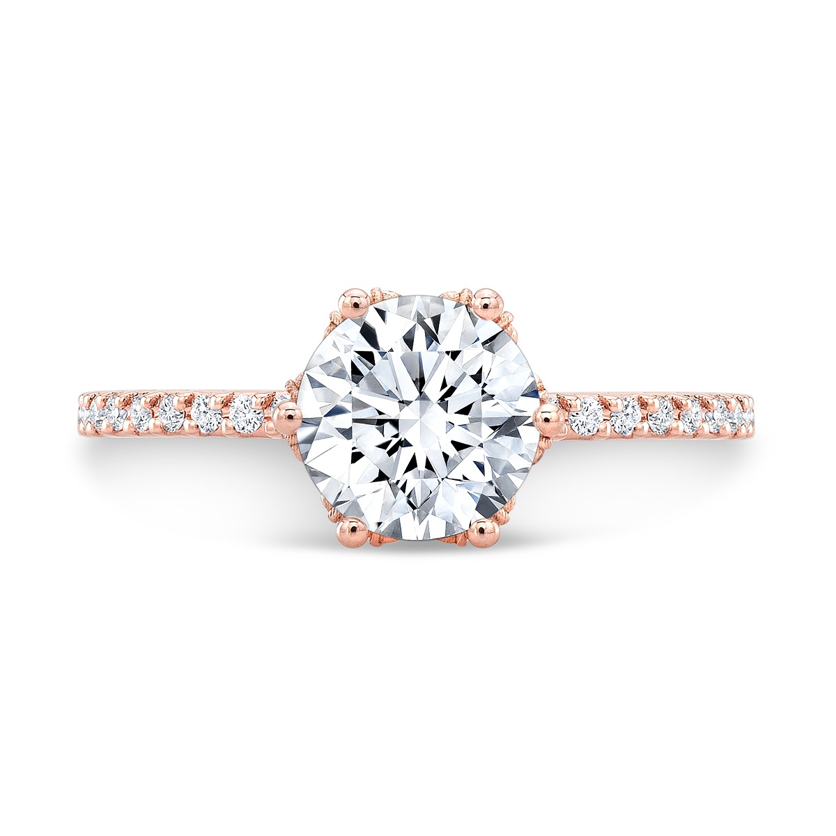Unique Hidden Halo Pave Diamond Engagement Ring